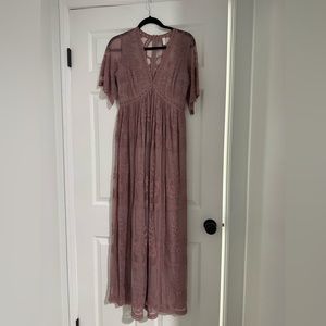 PinkBlush Mauve Lace Overlay Maxi Maternity Dress Size M